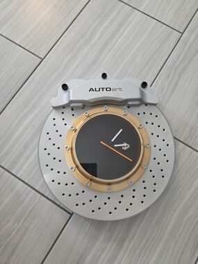 Silver & Gold Brake Disc Wall Clock - Modern Automotive Decor